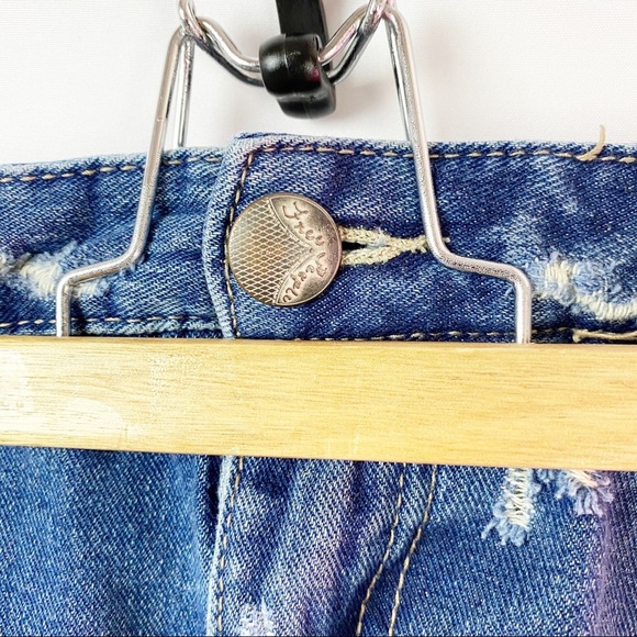 Free People Raw Hem Dark  Denim Distressed Shorts - Picture 5 of 7